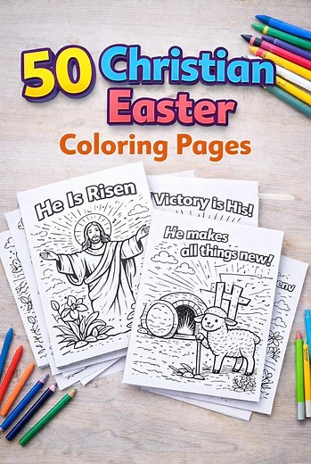 50 Christian Easter Coloring Pages for Kids | He is Risen Coloring Book | Bible Coloring Pages | Sunday School Printable | Religious Easter - Etsy