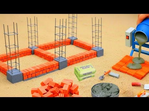 DIY Mini Tractor loading Bricks and Making Bricks House Science Project | Mini Construction project