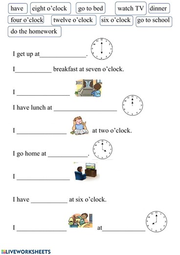 Daily routine - basic vocab worksheet