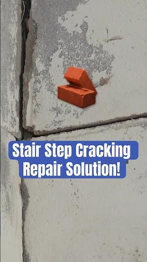 Stair Step Cracking in Basement Wall: Repair Method #shorts