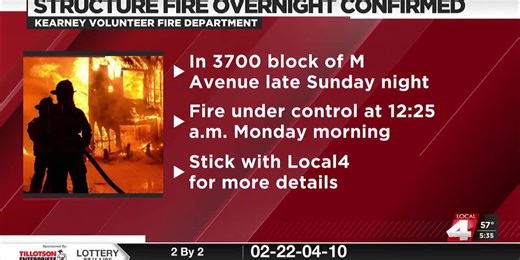 Structure fire on M Avenue in Kearney