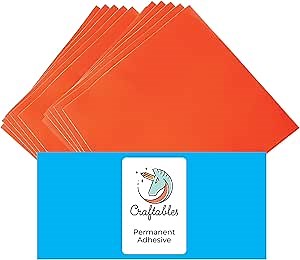 Craftables Orange Vinyl Sheets - Permanent, Adhesive, Glossy & Waterproof | (10) 12" x 12" Sheets- for Crafts, Cricut, Silhouette, Expressions, Cameo, Signs