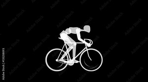 Athlete figure cycling animation, loop, with alpha matte. Cyclist animation, various colors. Check out our other videos for more animations to connect with.