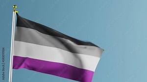 3D render of waving Gender Fluid Pride Flag against white background copy space