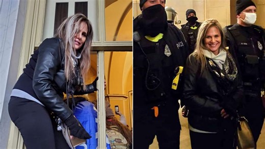 DOJ: Woman who posed for 'funny' picture in broken window on Jan. 6 should serve jail time