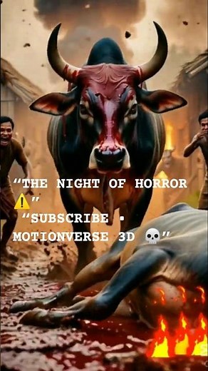 😱 BLOOD MOON HORROR ⚡ Giant Demon Cows Attack Village | Terrifying 3D Short | MotionVerse 3D#shorts