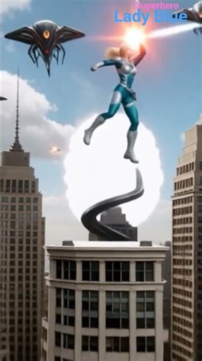 superhero girl 'Lady Blue' fight with aliens