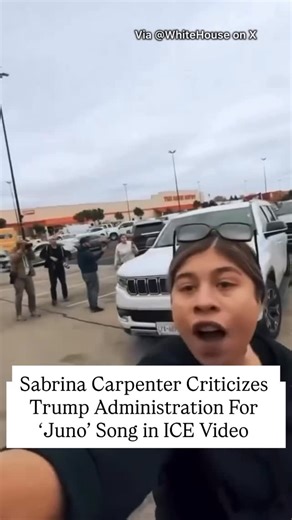Mo News on Instagram: "Singer Sabrina Carpenter criticized the Trump administration for using her hit song, “Juno,” in a video promoting ICE arrests. In a short video, published on Monday on social media, a series of people are depicted filming ICE agents as they arrest people on the street, with close-ups of handcuffs being slapped on someone. The clips are overlaid with Carpenter’s “Juno,” including the lyrics “Have you ever tried this one?” “This video is evil and disgusting. Do not ever invo