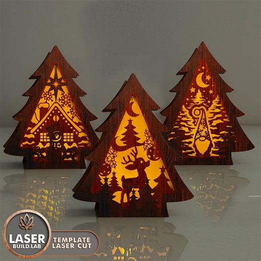 Christmas Candle Holder Laser Cut Files Dxf, Christmas Tree Lantern Laser Files, Glowforge Christmas Decor, Christmas Laser Cutted | #145 - Etsy