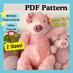Plush Pig Sewing Pattern (mummy & Baby Two Sizes) PDF Pattern - Etsy