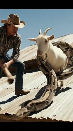 Rooftop Python Attack — Farmer Fights to Save His Goat
