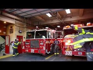 FDNY Engine 330 and Tower Ladder 172 respond to Box 2912