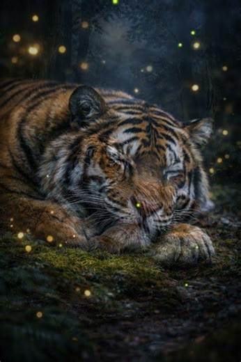 Deep in the Silent Jungle… A Giant Tiger Falls Asleep 🐅🌙