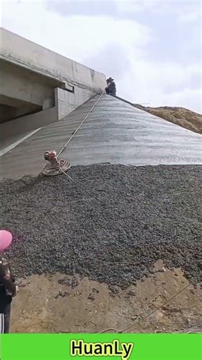 Concrete paving on the sloping surface #machine