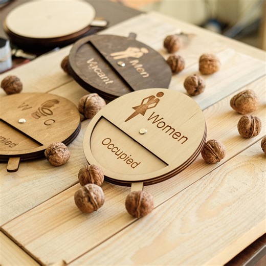 WC Vacant Sign, Toilet Door Hanger, Bathroom Sign, Wooden Toilet Vacant and Engaged Sign, Restroom Sign, Water Closet Sign - Etsy