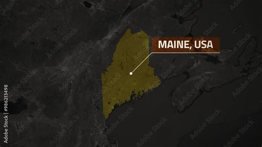 Map of Maine, USA - Map Animation - Maine GIS from World Map - Vox Map Style - State of USA - Infographic & Documentary Ready - 4K