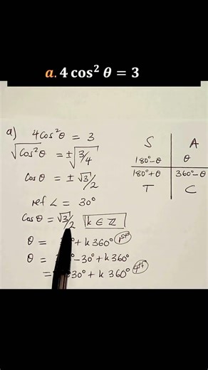General solution for 4Cos^2x=3| Trigonometric equations| Grade 12 CAPS maths