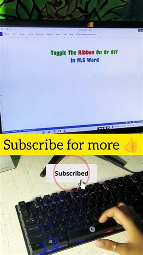 Toggle The Ribbon On or Off in Msword with Just One shortcut Most people Don't Know This!#wordtips