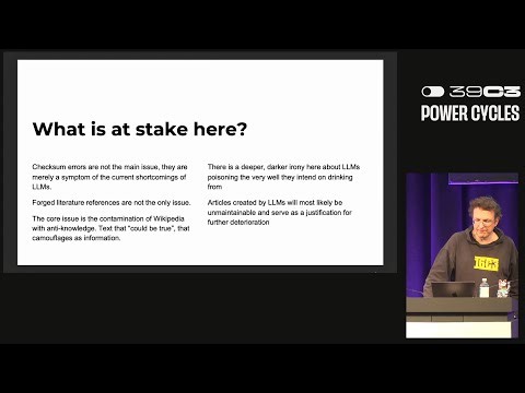 39C3 - AI-generated content in Wikipedia - a tale of caution