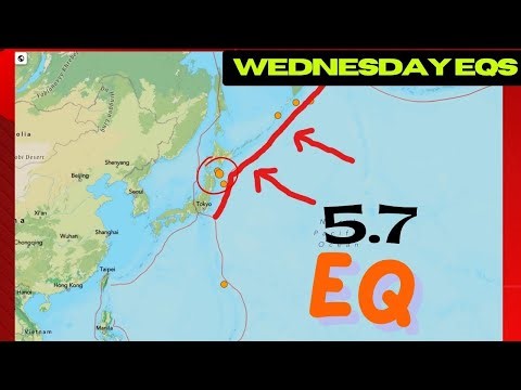 5.7 Earthquake Japan Region. Western areas of the Pacific Plate seeing EQ uptick. Wednesday update