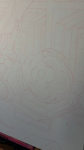 Bibliophile II. Time lapse. Acrylic on Canvas, 52 x 63”, 2025. | James Jean
