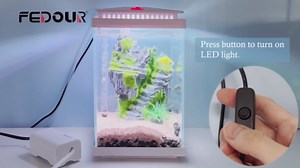 Amazon.com : FEDOUR Small Glass Aquarium, 1 Gallon Desktop Fish Tank, Betta Fish Tank, Mini Aquarium Starter Kit with Air Pump LED Light Decoration Water Changer Fish Net (White) : Pet Supplies