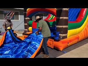 HOW TO INSTALL A DETACHABLE POOL INFLATABLE - WATER SLIDE