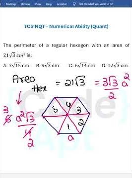 🔥 Crack TCS NQT Geometry | Hexagon Tricks & Questions | Numerical Ability Quant