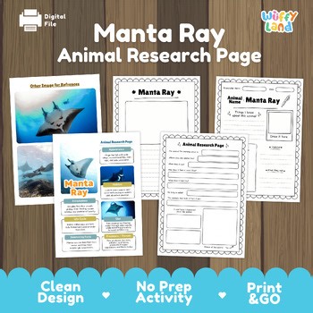 Manta Ray Animal Research Worksheet | Ocean Animal Report Marine Template
