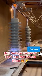 1.2K views · 539 reactions | High Voltage Flashover Test | Insulator Corona Effect ⚡ "These insulators are being tested under high voltage to check corona discharge, leakage current, and insulation strength. #USAPowerGrid #UKEngineering #UAEElectricity #CanadaHydro #SubstationEngineering | Er Muhammad Miyaji | Facebook