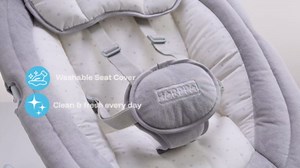 HARPPA Weddell Lite Electric Baby Swing for Infants with Music Speaker, 5 Adjustable Speeds, 5-Point Safety Harness, Timer Function, Compact Design for Indoor & Outdoor Use,Grey