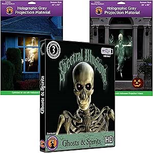 Spectral Illusions Ghosts and Spirits Halloween Digital Decoration USB with Holographic Doorway + Reaper Bros® Window Projection Screens