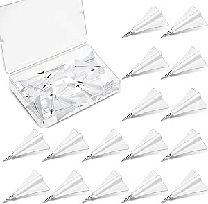 Harloon 24 Pcs Airplane Push Pins Paper Airplane Pushpins for Map Metal Cubicle Pins Creative Tacks for Cork Board Thumbtack White Office Supplies Nail Stud Accessories, 1.2 x 0.7 Inch