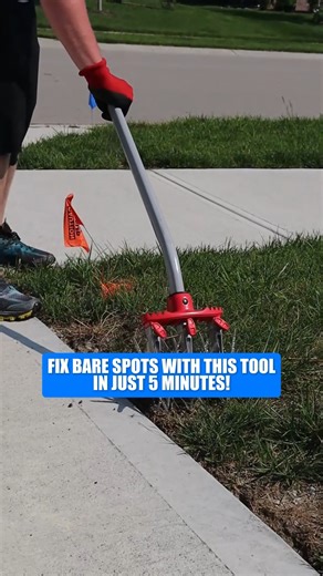 Bare spots ruining your lawn? Here’s how to fix them in just minutes with the Garden Weasel! Loosen, seed, and water, it’s that easy. Follow us for more lawn care tips and hacks! #LawnCareTips #GardenWeasel #FixBareSpots #LawnRepair #HealthyLawn #BackyardCare #LawnCareHacks #GreenGrass #LawnCare #Aeration #AerationAndOverseeding | Blue Duck Lawn Care