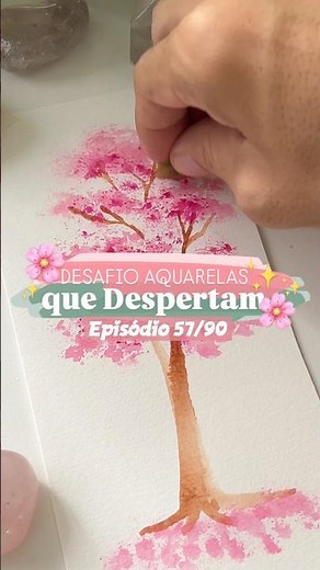 Pink Ipê or Cherry Blossom? Watercoloring a tree with a dish sponge #art #watercolor