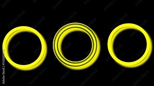 Colorful circle ring abstract corporate motion graphic design. Neon glowing colorful circles motion design black background. Seamless loop. 4K footage