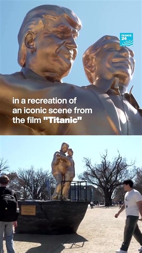 'King of the World' statue shows Trump with Epstein in "Titanic" recreation • FRANCE 24 English