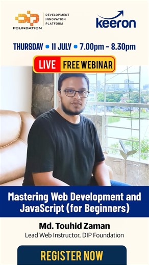 Is your child a tech whiz in the making? 🚀 Learning Web Development with JavaScript as their coding sidekick could be the perfect spark! Keeron and DIP Foundation are hosting a FREE webinar to show you exactly why. In this jam-packed session, you’ll discover: ✅ See how your child can go from zero to website hero, crafting their own creation from scratch! ✅ We’ll show you how your child can master JavaScript programming language with ease. ✅ How our interactive live classes bring web development