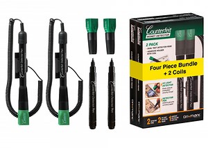 Dri Mark Dual Test - The Original Smart Money Pen with UV LED Cap Counterfeit Bill Detector System - 4 Dual Detectors UV Light/Pen Combinations Plus 2 Adhesive Holders with Coil