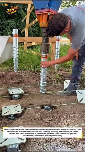 Ground Screw Installation Satisfies #construction #engineering #shorts