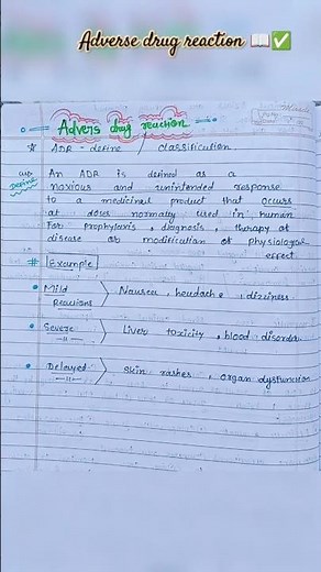adverse drug reaction definition| classification|pharmacology #dpharmnotes #pharmcology #viralshorts