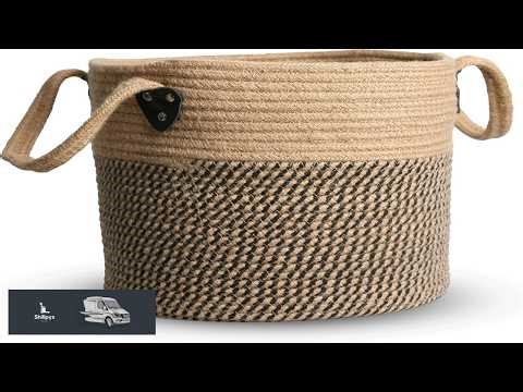 Jute Rope Basket 10"x10" Woven Plant Pot Holder with Handles Boho