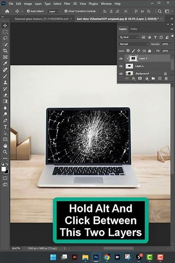 How to add crack effect in laptop in photoshop 2025