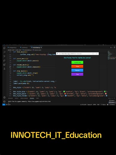 #INNOTECH_IT_Education Cool_Music_Player_with_Python_Code #LearnPythonWithYou #PythonForEveryone #fppppppppppppppppppp #follower