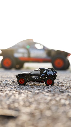 “When I grow up” // The remote-controlled LEGO Technic™️ version of the Audi RS Q e-tron* is available from August 1. // #FutureIsAnAttitude #AudiDakar #RoadToDakar2024 #RSQetron #LEGO #LEGOTechnic #BuildForReal // *Audi RS Q e-tron, pictured to the left: This vehicle shown here is the Rally Dakar vehicle that is not available as a production model. Closed course, professional driver. Do not attempt. | Audi Sport