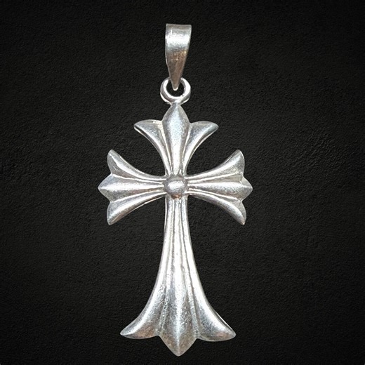 STERLING SILVER Gothic Fluted Cross Pendant for Necklace 925 Vintage - Etsy