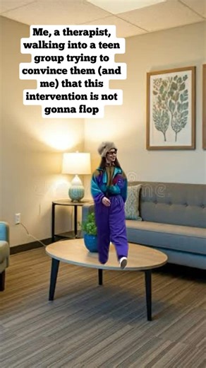 Thoughts From a Therapist on Instagram: "Walking in with the confidence of someone who planned this intervention and the humility of someone who knows teens can smell forced fun from a mile away. Sometimes therapy is equal parts skill, hope, and trusting the process… even when you’re internally bracing for chaos. Showing up still counts, effort still matters, and occasionally it actually lands. 😅🧠 #thoughtsfromatherapist #teenmentalhealth #therapistlife #grouptherapy #mentalhealthhumor"