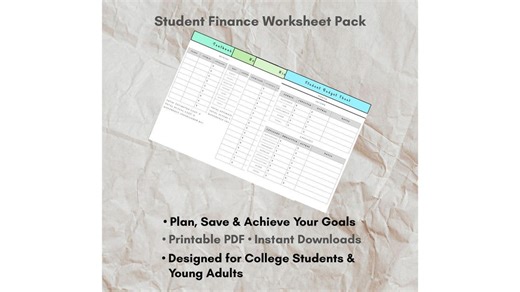 Student Finance Worksheet Pack | College Budget, Expense, Savings & Wishlist Trackers | Printable PDF Digital Download - Etsy