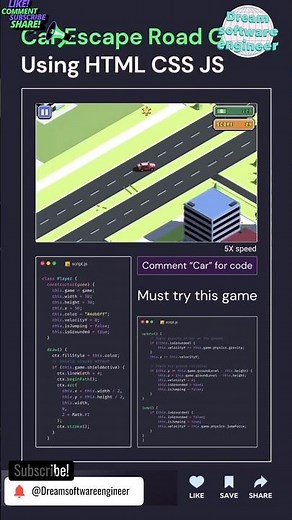 ESCAPE CAR ROAD GAME #coding #fullstackwebdeveloper #tiktok#codeflow #python #shortsfeed #shorts