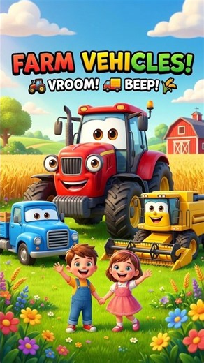 Farm Vehicles for Kids 🚜🚚 | Tractor, Truck & Combine Song | #shorts #kids #KIDSFRIENDABC